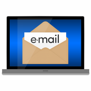 Basic graphic of an envelope on a computer screen to represent email