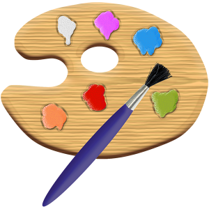 artists pallet of paint and brush