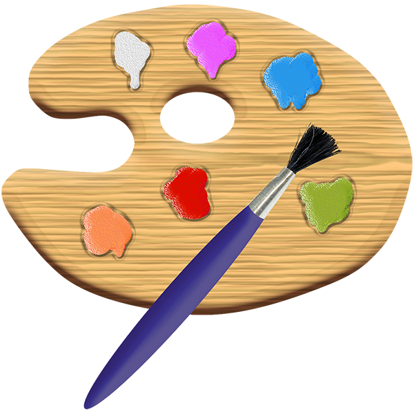 artists pallet of paint and brush