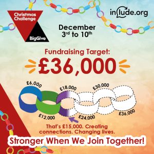 December 3rd to 10th Include's Fundraising Target is £36,000 - That's £15,000. Creating Connections. Changing Lives. Stronger when we join together