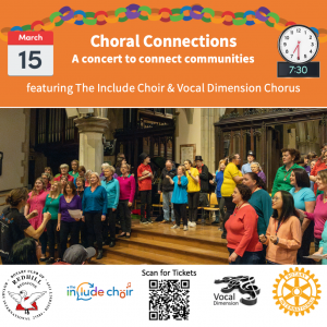 Advert for a Choral Connections event in March 2025 ay St Mary's church in reigate