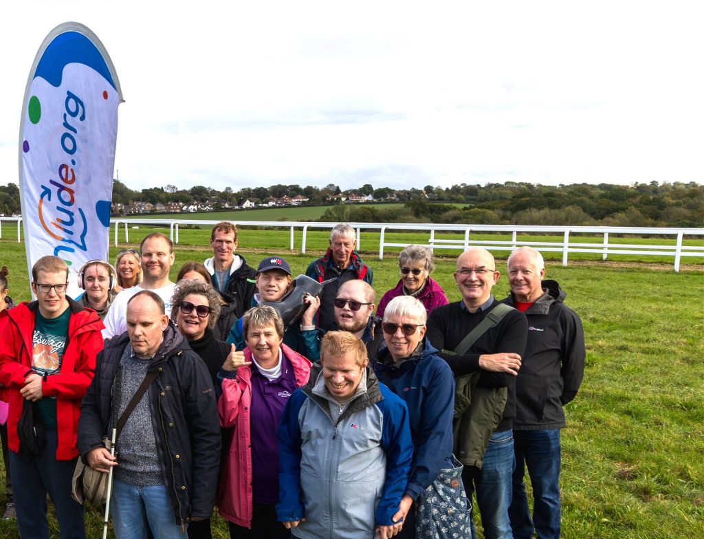 Members on Epsom Racecourse during a Stroll & Sign walk