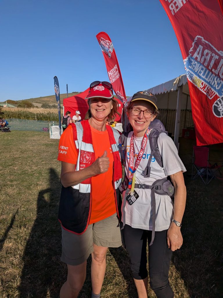 Jill and Alix at the third checkpoint